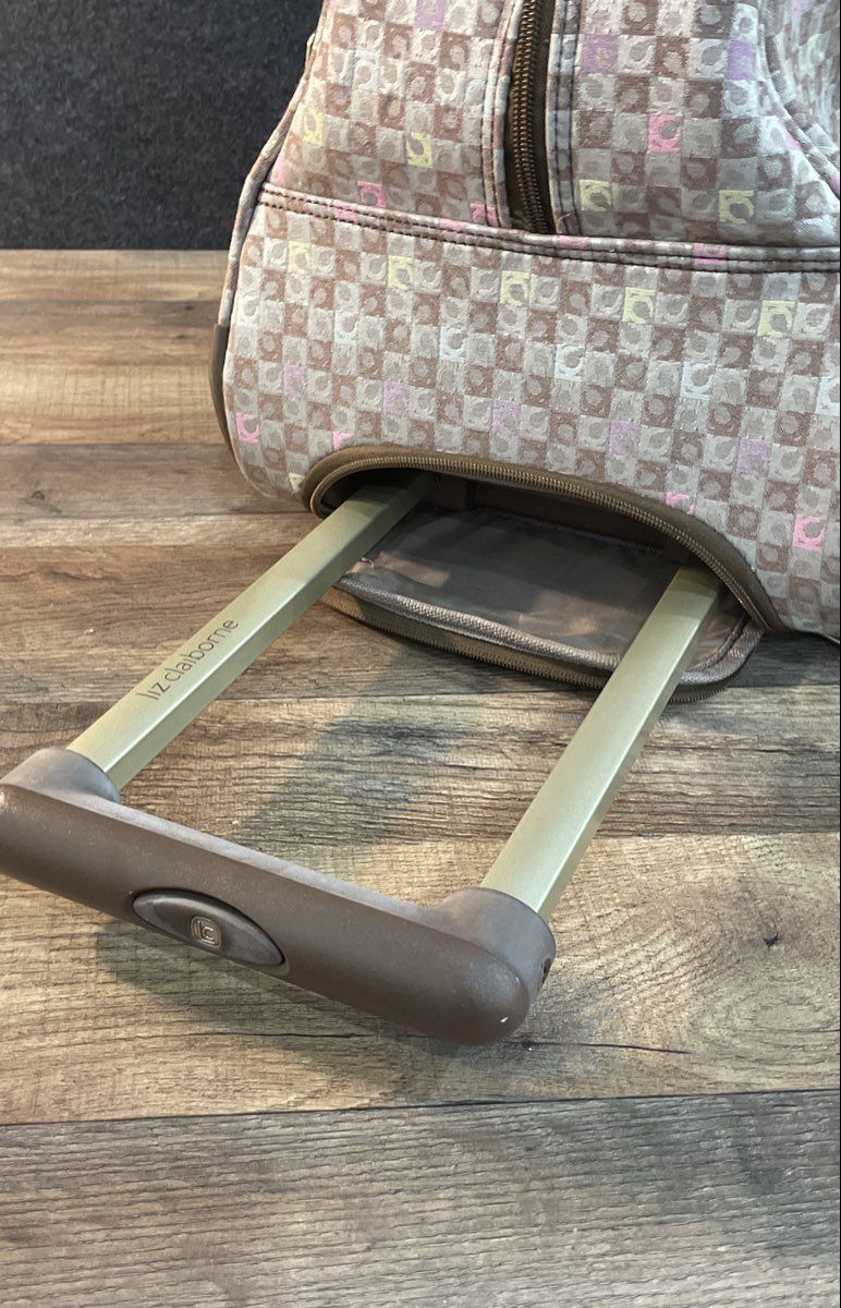 Liz Claiborne Multi-Color Logo Monogram Rolling Tote Bag Suitcase Carry-On