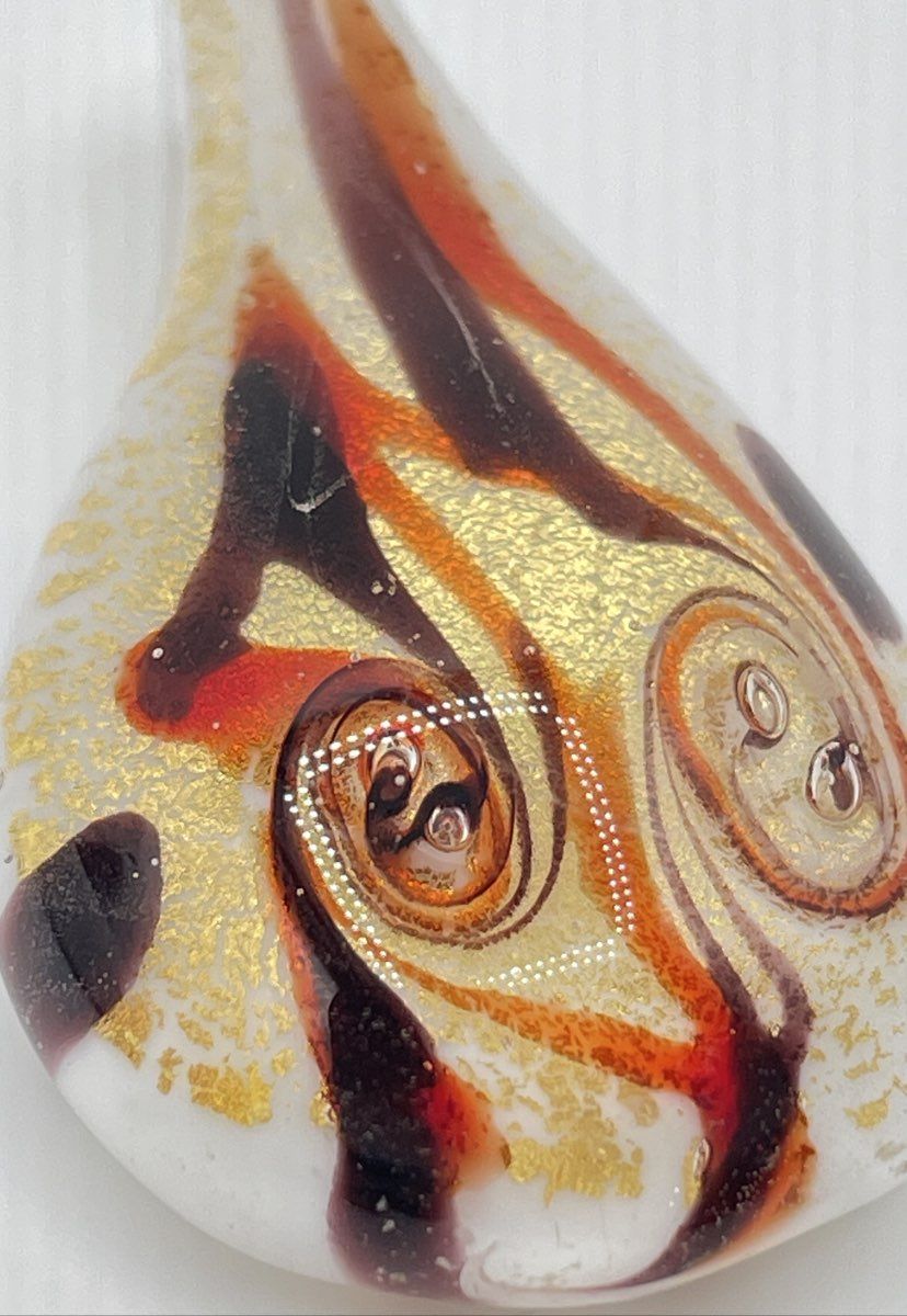 Murano Italy Lampwork Art Glass Teardrop Pendant 14.2g