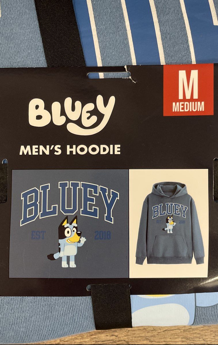 Bluey Men's Graphic Hoodie Blue Est 2018 Pullover Sz M NWT