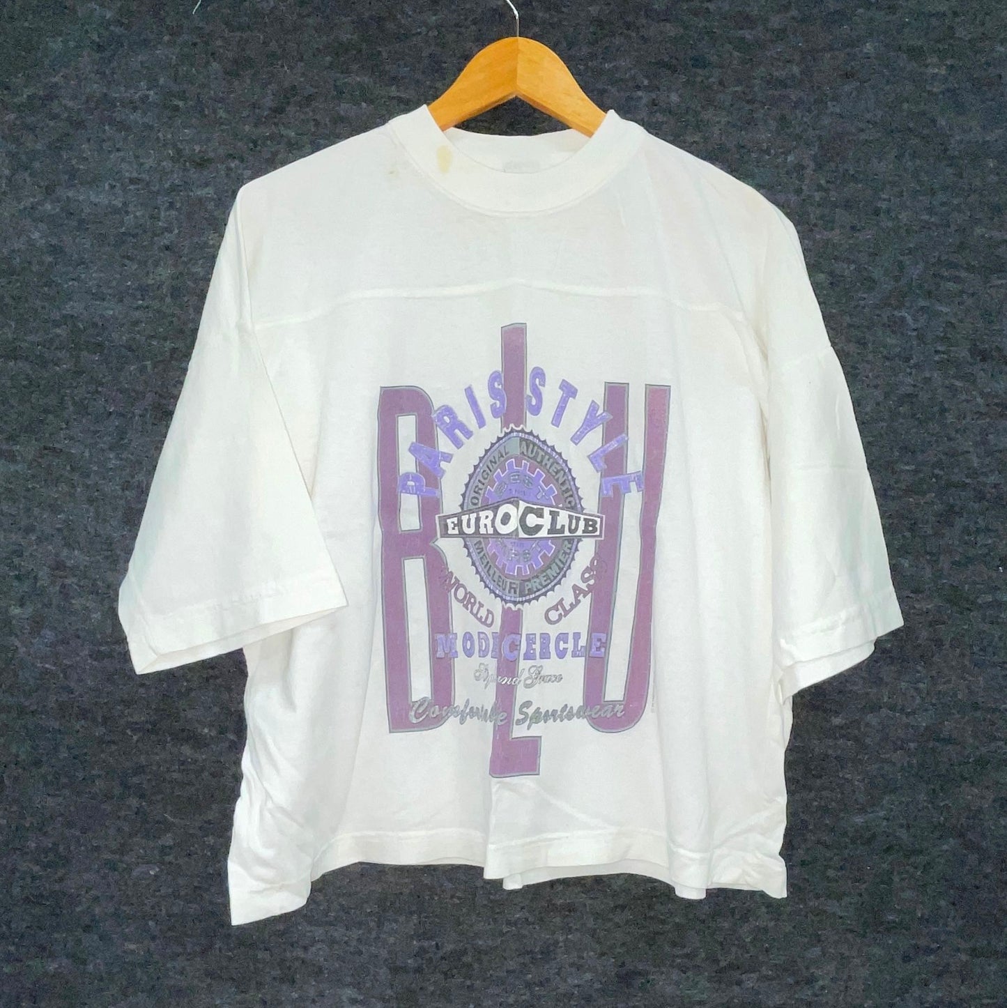 Vintage 90s Ademo Men's Euro Club White Graphic T-Shirt Made in USA Sz M