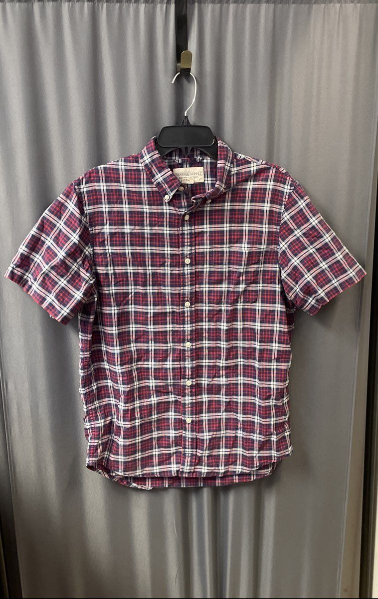 Denim & Supply Ralph Lauren Men's Red Blue Plaid Short Sleeve Button Up Sz M