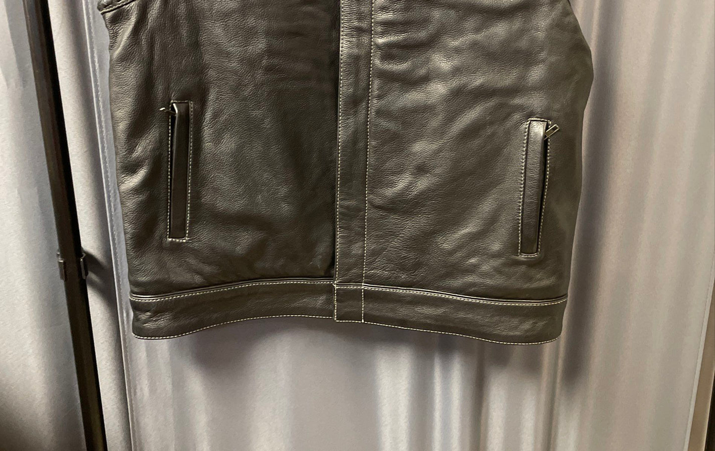 First MFG Co. Men's Black Leather Custom Shop Handmade Motorcycle Vest Sz XL