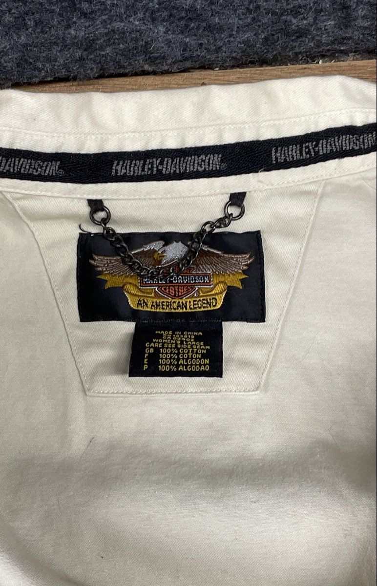 Vintage 2000s Harley-Davidson Cream Cotton Button Up Long Sleeve Shirt Sz L
