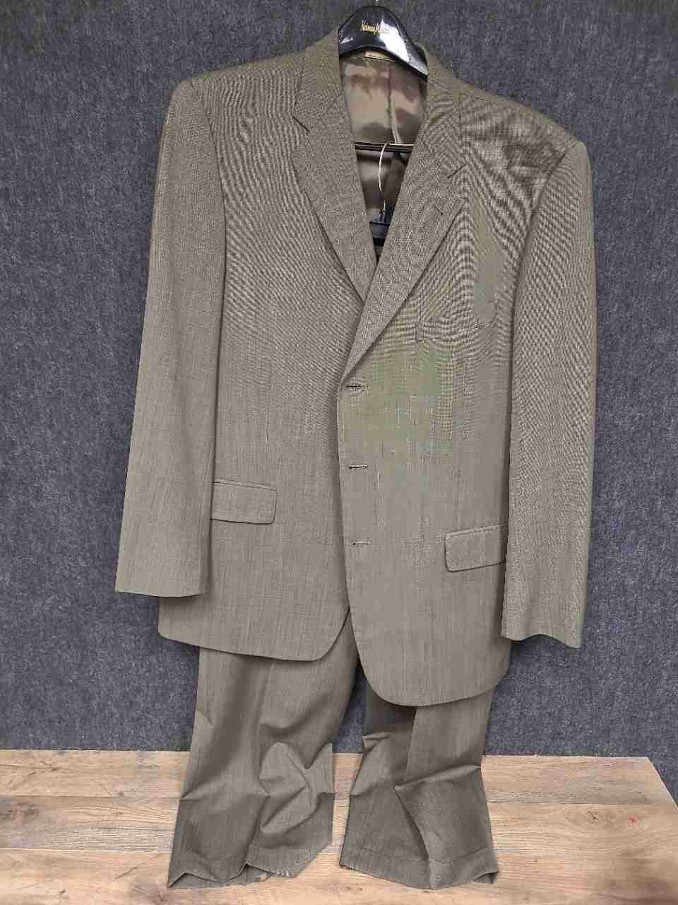 Joseph Abboud Men's Suit Olive Taupe Super 110s Wool Sz 44 43L W37 USA