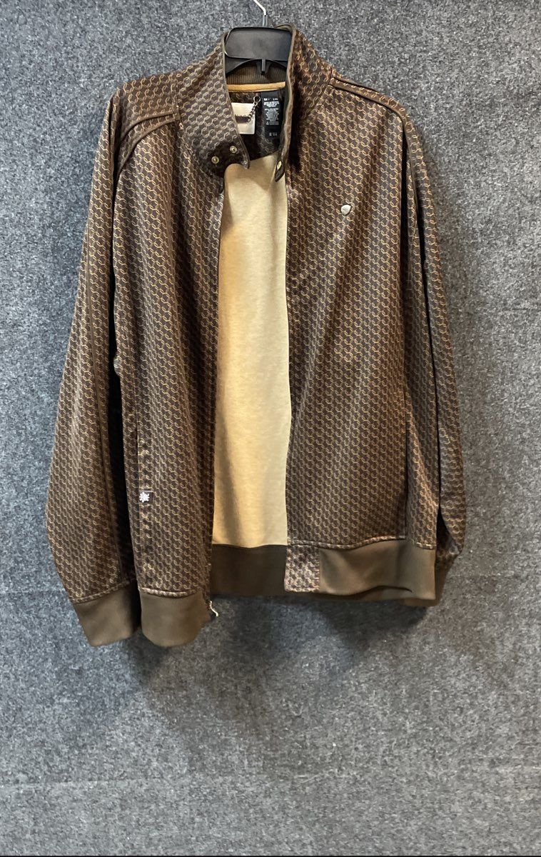 Vintage Y2K Enyce Men's Brown Monogram Track Jacket Full Zip Sz XXL