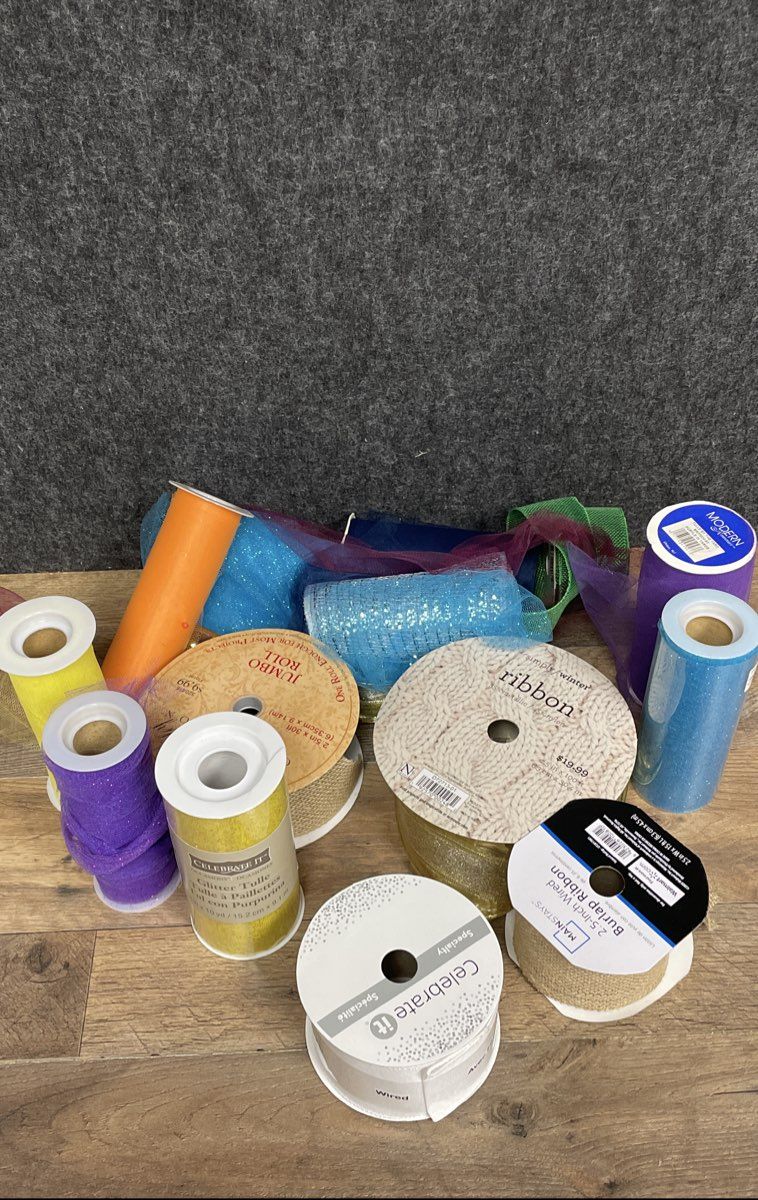 Bulk Craft Ribbon & Tulle Lot Wired Burlap Glitter Multicolor Celebrate It 3 Lbs