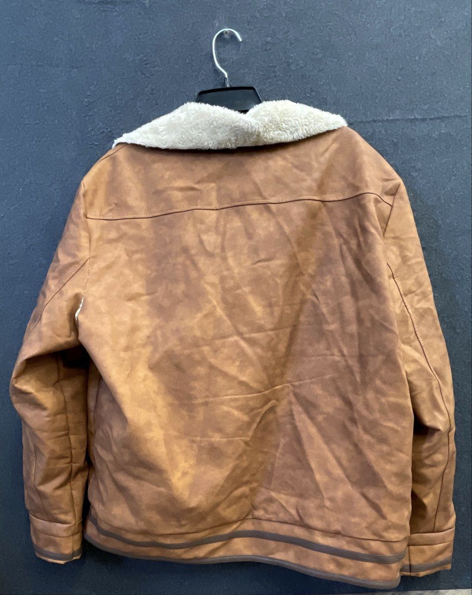 Carhartt Men's Brown Leather Shearling Lined Aviator Jacket Size 2XL