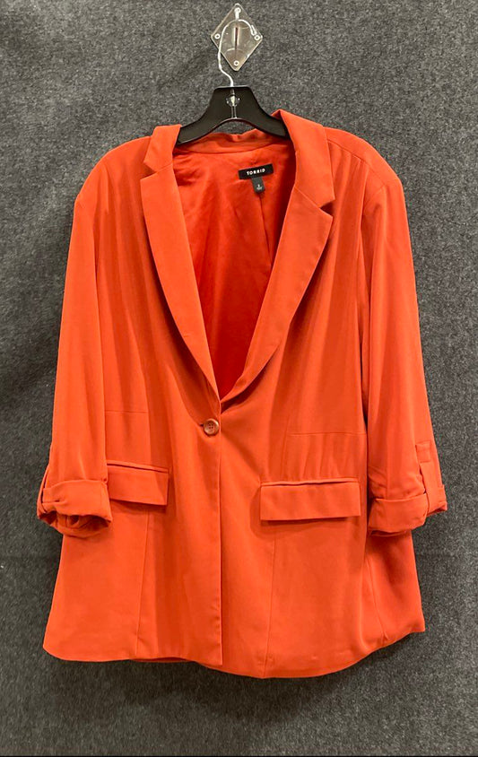 Torrid Womens Orange Crepe Single Button Rolled Cuff Blazer Jacket Size 2 2X