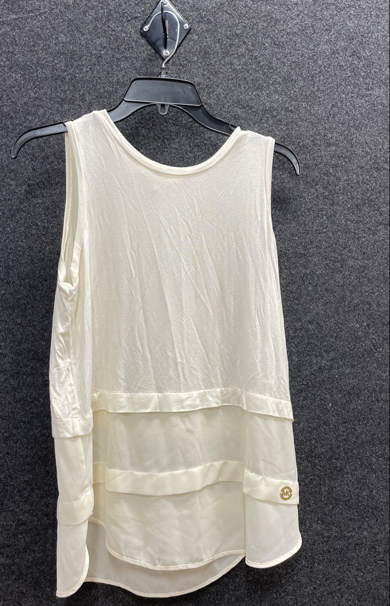 Michael Kors Women's Cream Sleeveless Tiered Layered Hem Tank Top Sz M