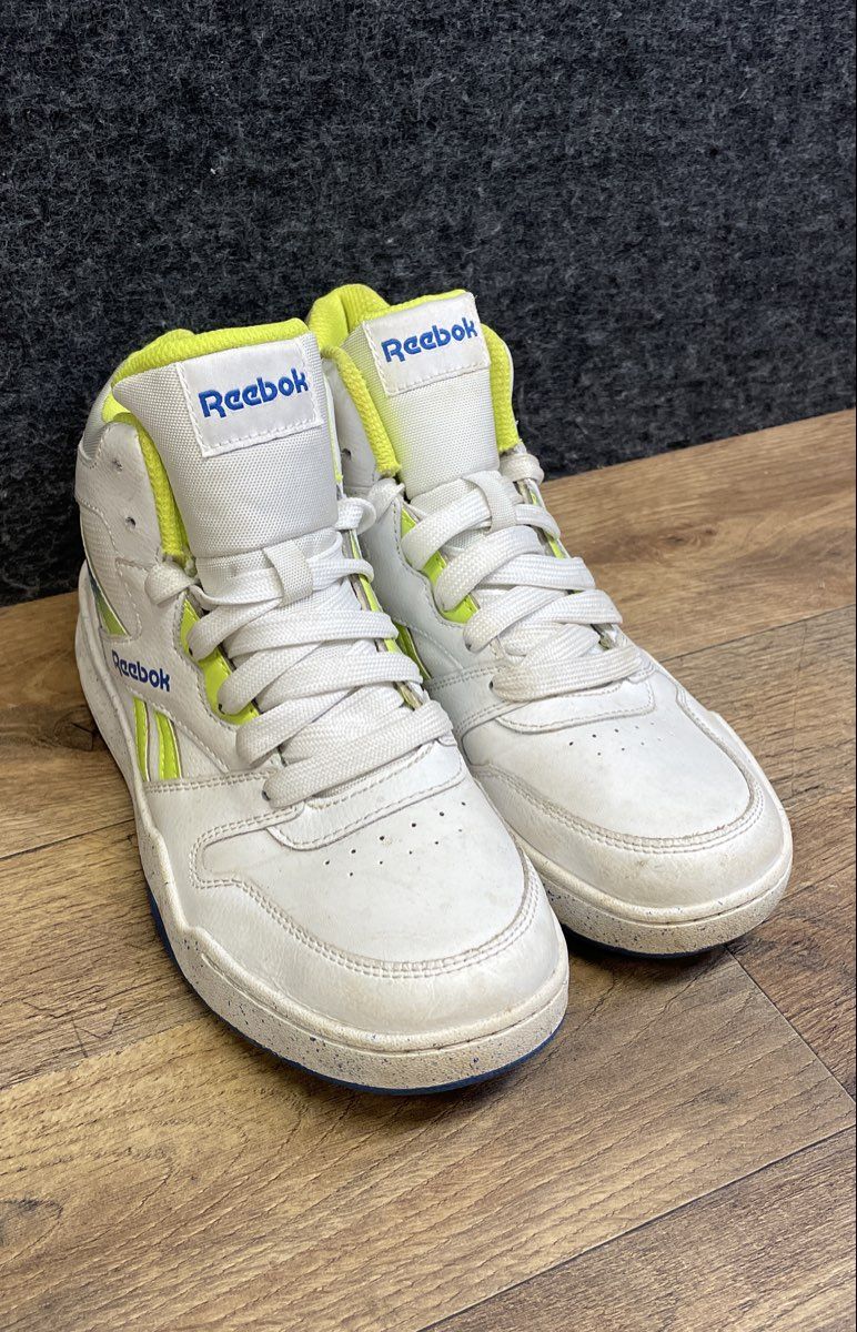 Reebok BB4500 Hi 2 White Neon Lime Blue High Top Sneakers Women's Size 5