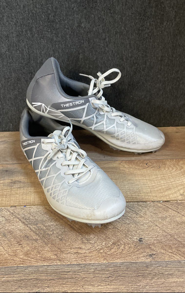 Thestron Men's Track and Field Sprinting Spikes Grey White Shoes Size 41