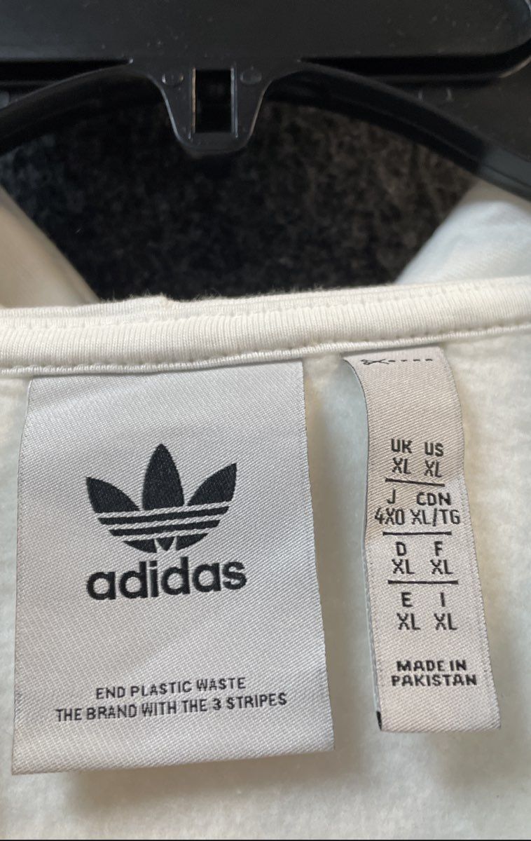 Adidas Men's Trefoil Logo Pullover Hoodie White Fleece Pocket Sz XL