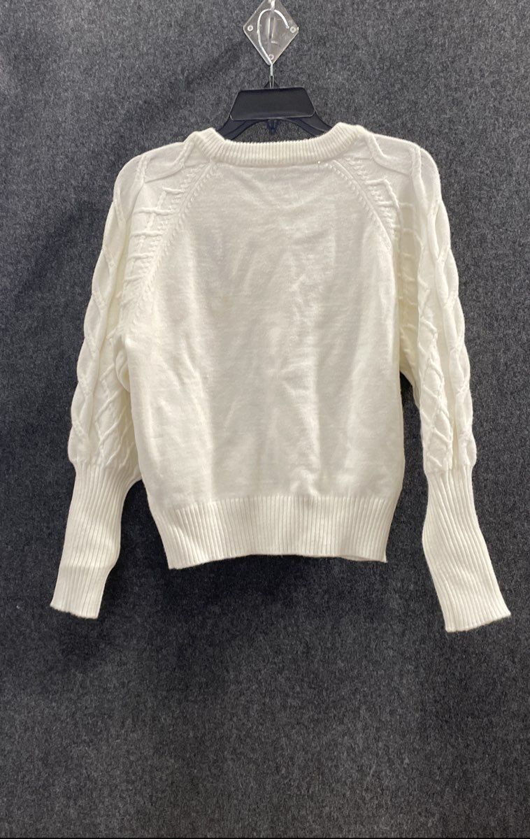 Tahari Women's White Cable Knit Viscose Crew Neck Sweater Sz S NWT