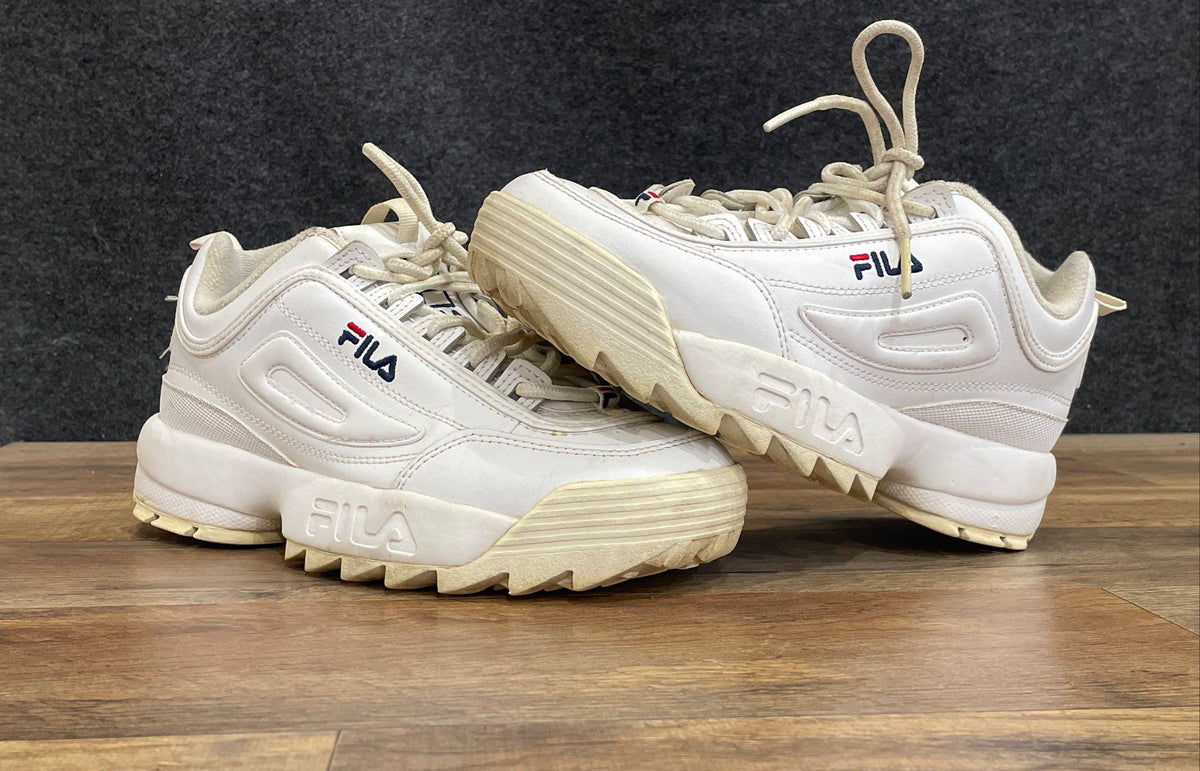 Fila Disruptor II Premium White Navy Red Chunky Sneakers Women's Size 7