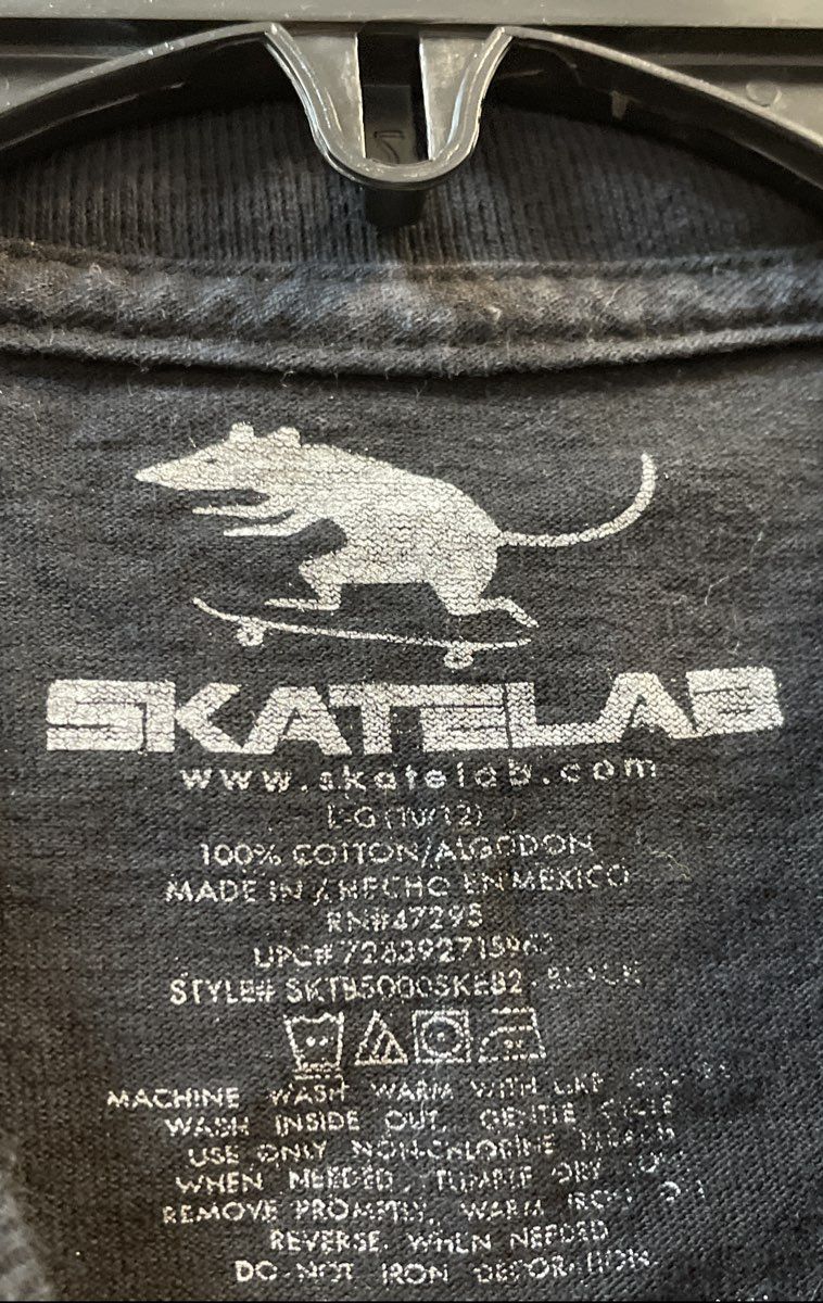 Skate Lab Skeleton Graffiti Graphic T-Shirt Black Youth Sz L 10/12