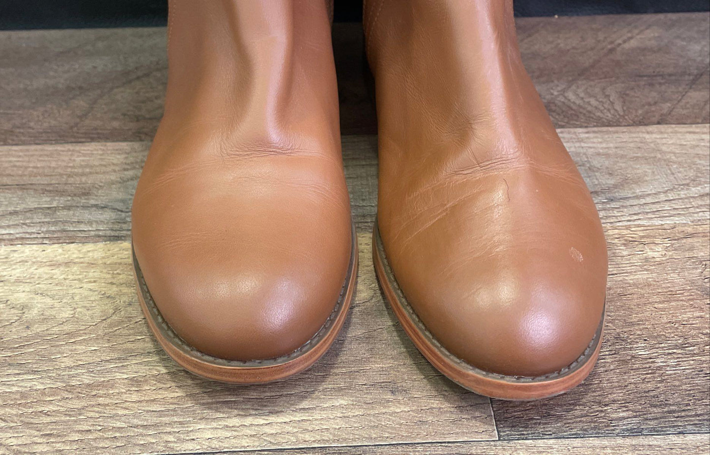 Michael Kors Brown Leather MK Monogram Studded Riding Boots Women's Size 9M