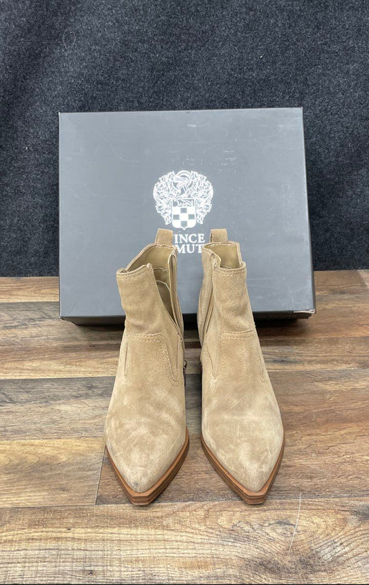 Vince Camuto Briyeonda Tan Suede Pointed Toe Ankle Boots Women's Size 7.5