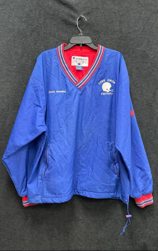 Vintage 90s Champion Men's Fork Union Football Pullover Jacket Blue Sz L