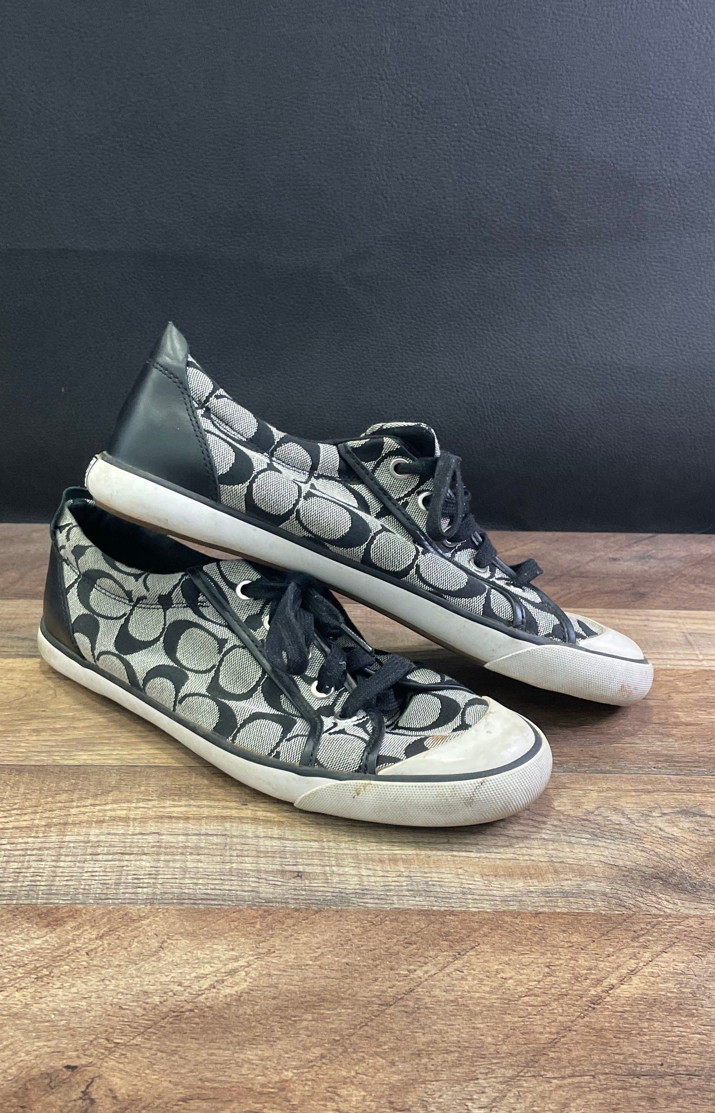 Coach Barrett Signature C Monogram Black Grey Low Top Sneakers Size 10