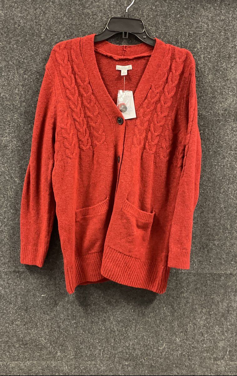 Croft & Barrow Women's Red Cable Knit Cardigan Sweater Pockets XL NWT