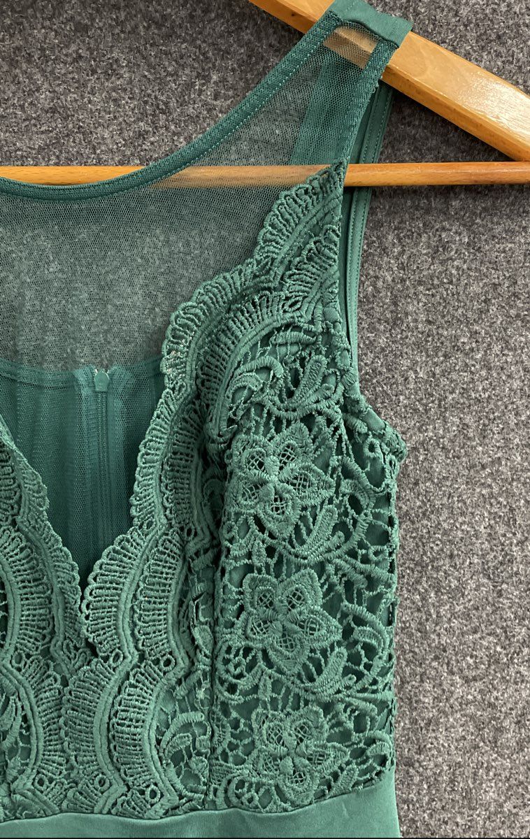 Grace Karin Women's Green Lace Bodice Sleeveless Fit and Flare Skater Dress Sz M