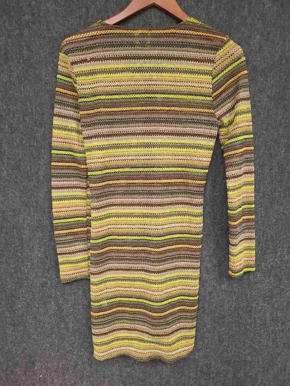Tunnel Vision Women's Multicolor Striped Front Tie Crochet Knit Cardigan Sz M