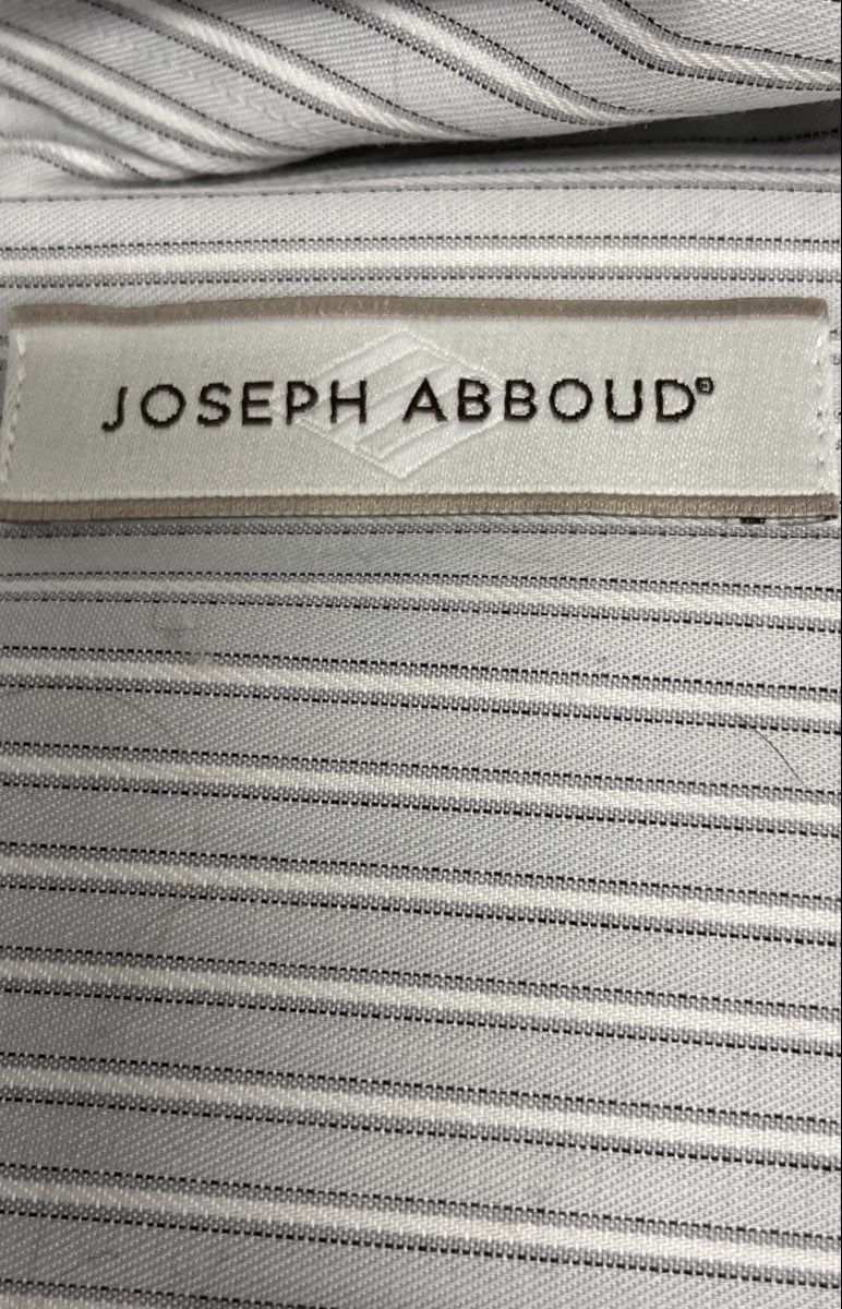 Joseph Abboud Men's Gray White Striped Non-Iron Dress Shirt Size 22 34/35 NWT
