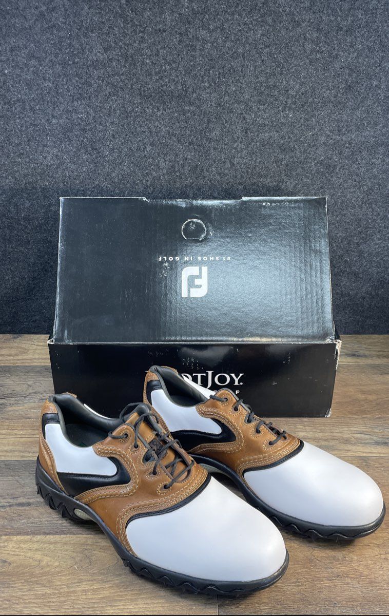 FootJoy Contour Series Black White Brown Leather Golf Shoes Mens Size Unknown