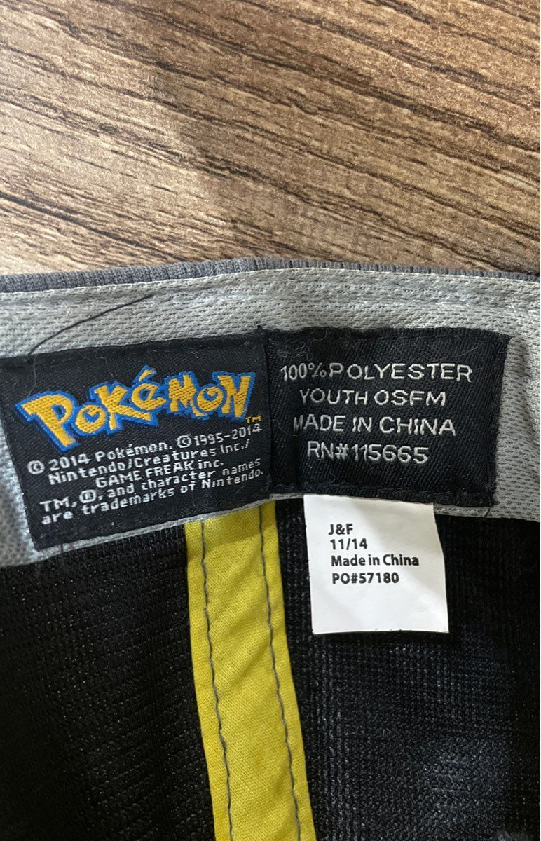 Pokemon Youth Pikachu Snapback Hat Yellow Gray Sublimated Mesh Back Cap OSFM
