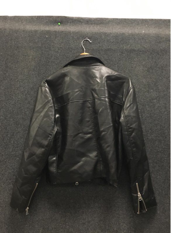 Wilfred Women's Black Vegan Leather Classic Moto Biker Jacket Sz M