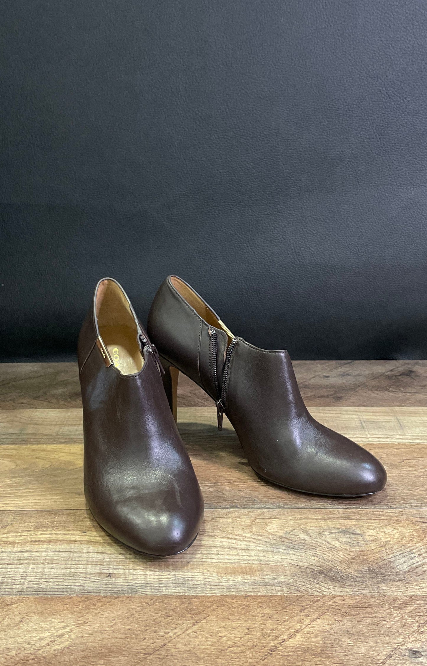 Coach Seneca Chocolate Brown Leather Ankle Booties Women's Size 7.5 B