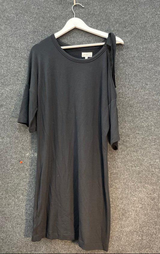 Lou & Grey Women's Black Tie Shoulder Short Sleeve T-Shirt Dress NWT Sz M