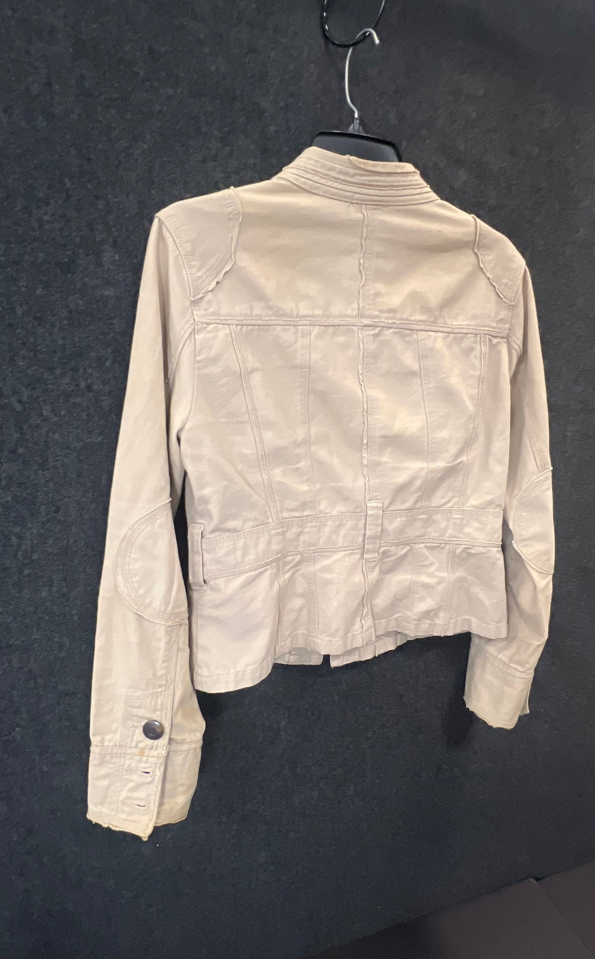 Vintage Y2K No Boundaries Women's Khaki Cotton Raw Seam Military Jacket Sz XL