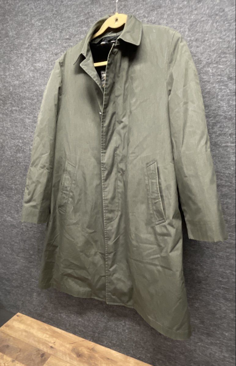 Vintage London Fog Men's Olive Green Maincoat Alpaca Mohair Liner Sz 36 Reg
