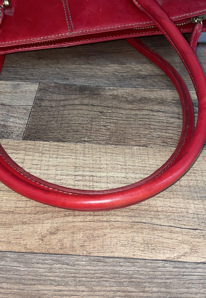 J. Crew Red Leather Structured Tote Bag Brass Hardware