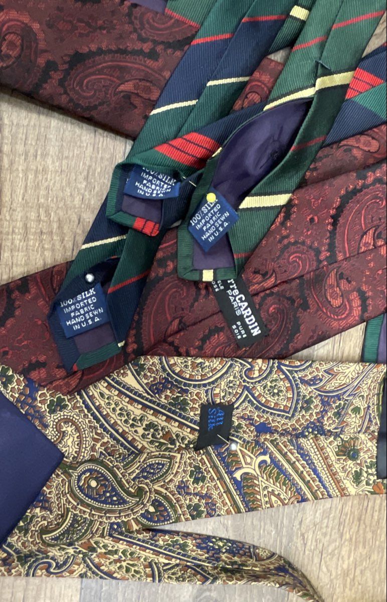 Vintage Men's 100% Silk Neckties Lot of 10 Lands' End Pierre Cardin Paisley