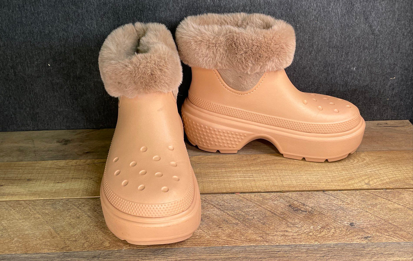 Crocs Stomp Lined Boot Quartz Beige Platform Women's 10 Men's 8