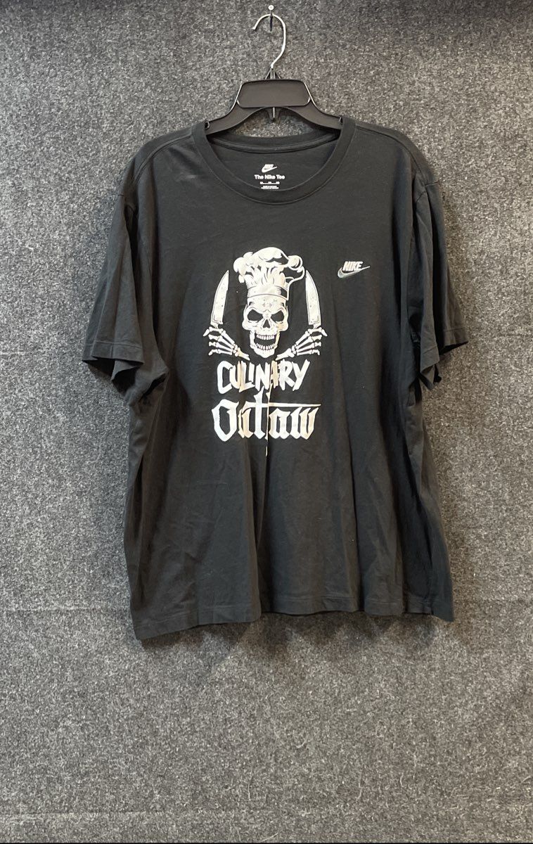 Nike Men's Black Culinary Outlaw Skull Chef Graphic T-Shirt Size XXL