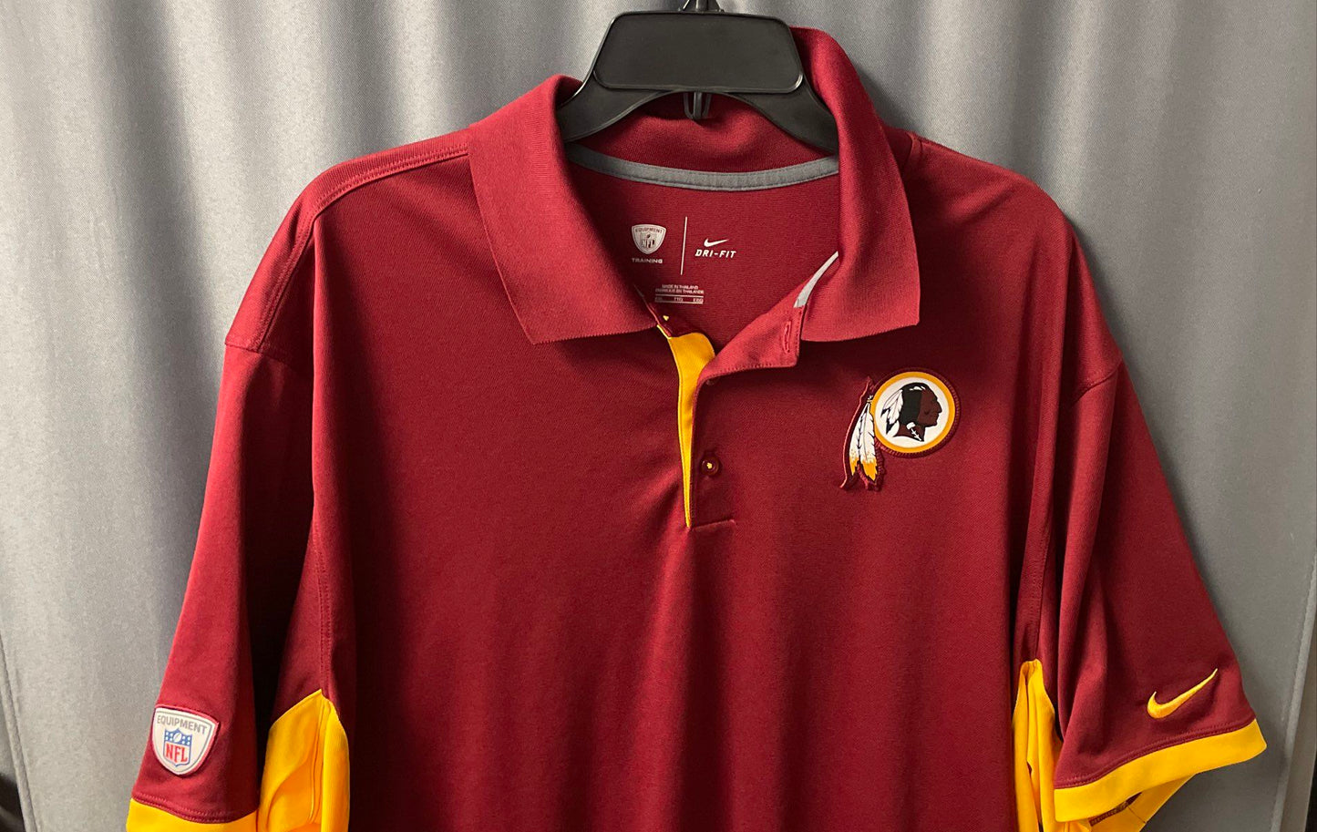 Nike Men's Washington Redskins NFL Training Polo Shirt Burgundy Gold Dri-FIT XXL