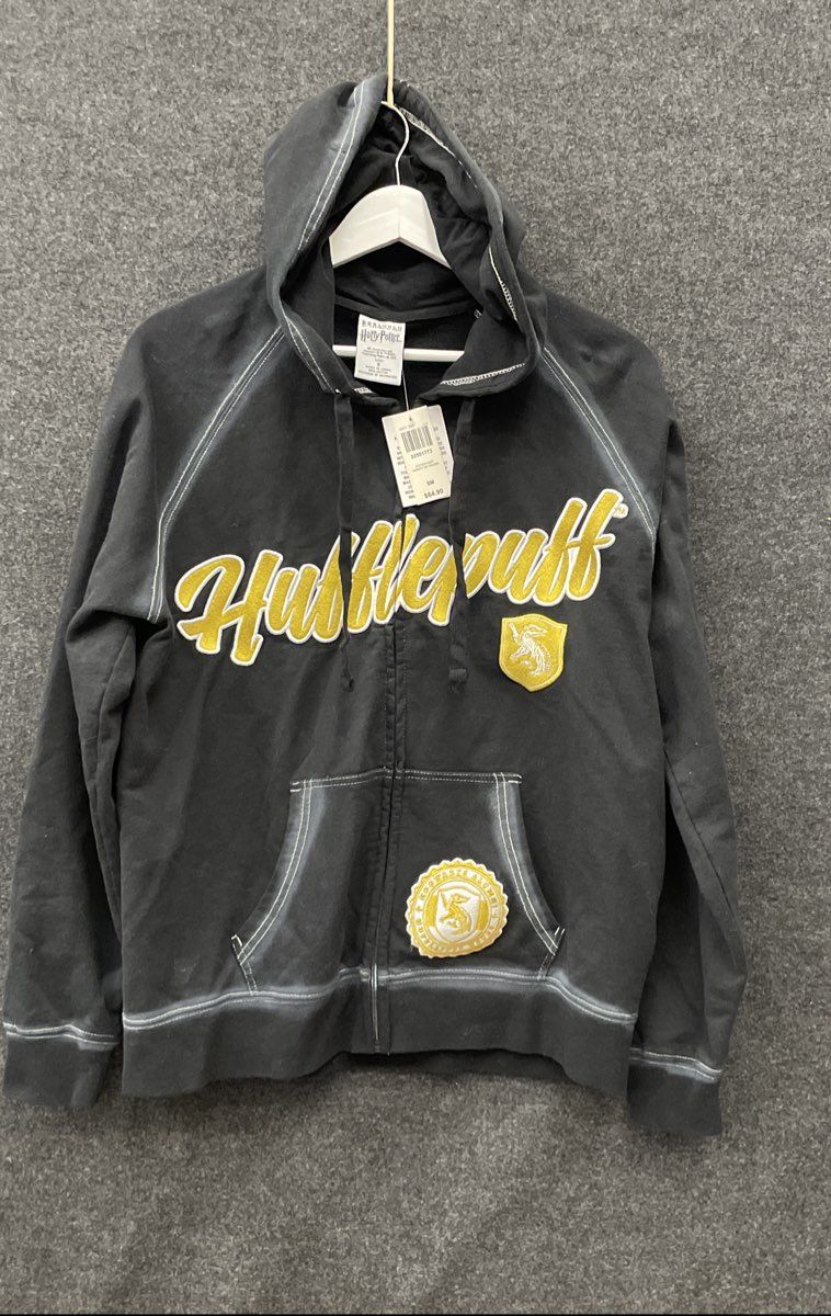 BoxLunch Harry Potter Women's Hufflepuff Varsity Zip Hoodie Black Sz S NWT
