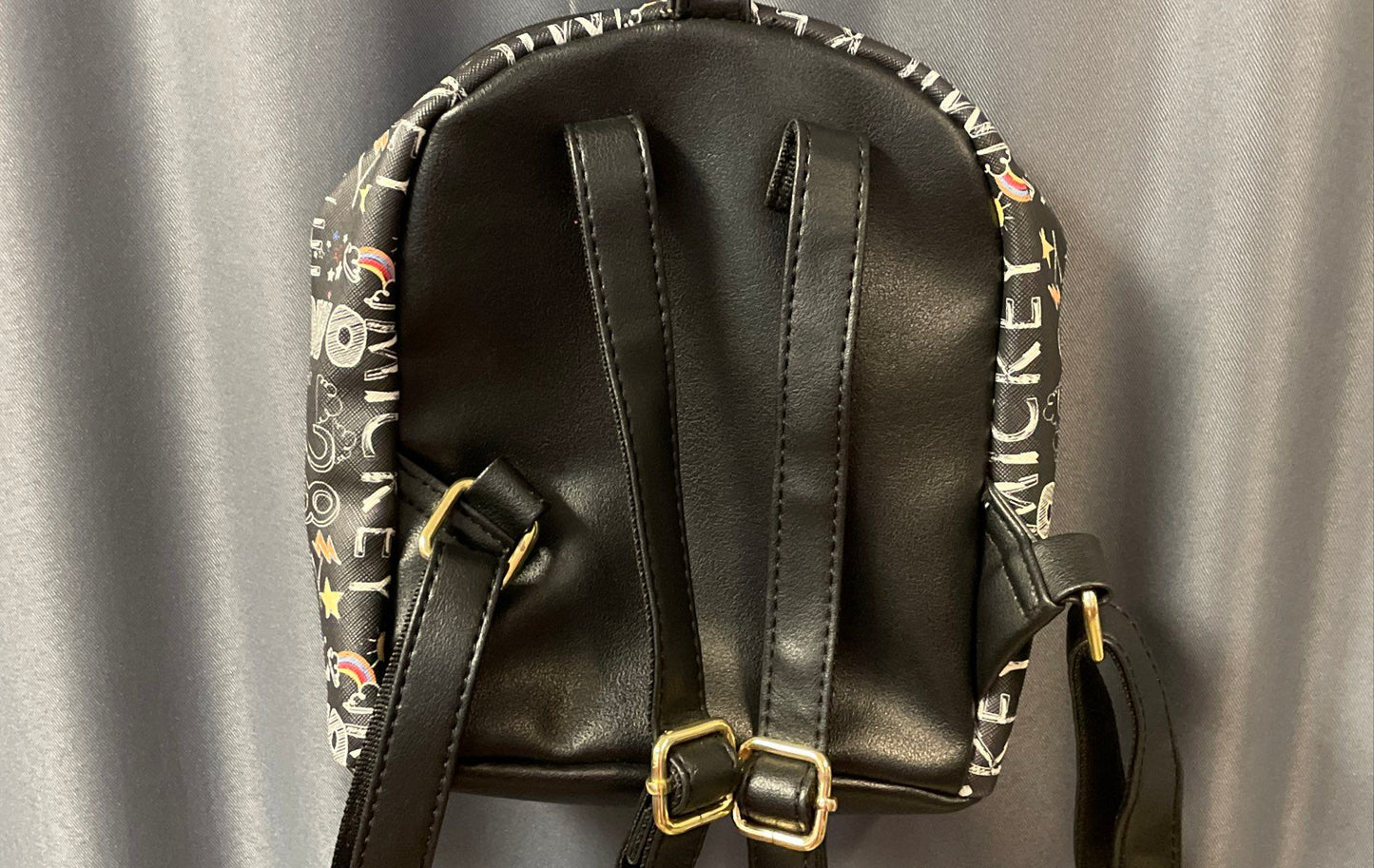 Disney Mickey Mouse Black Sketch Doodle Print Mini Backpack Gold Hardware 2020