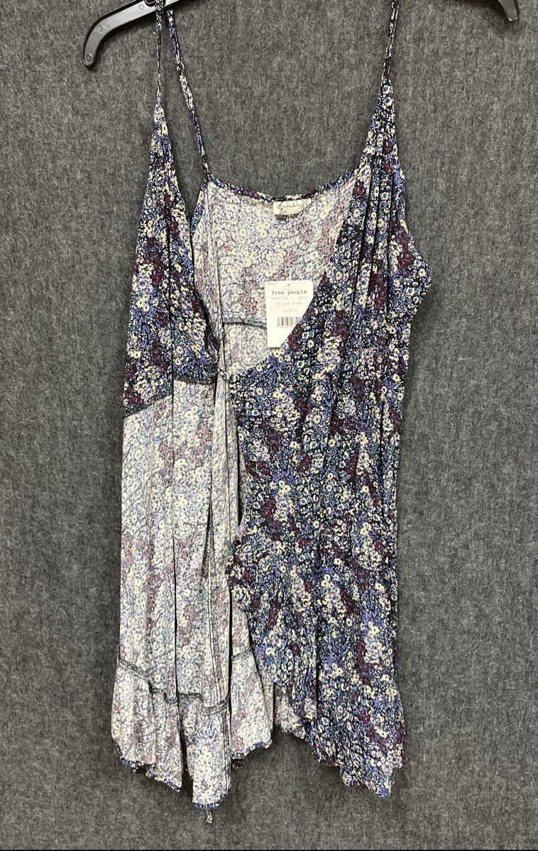 Free People Women's NWT Midnight Dance Floral Wrap Cami Top Black Size S