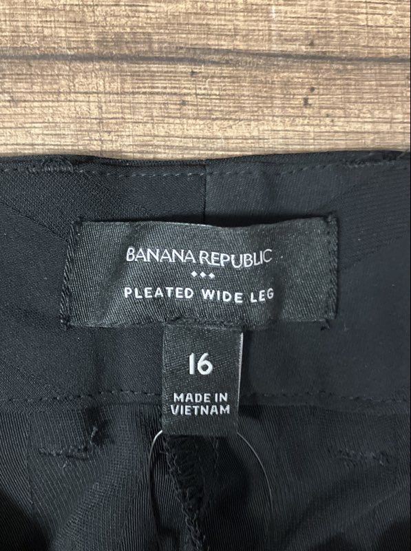 Banana Republic Women's Black Pinstripe Pleated Wide Leg Pants Sz 16 NWT