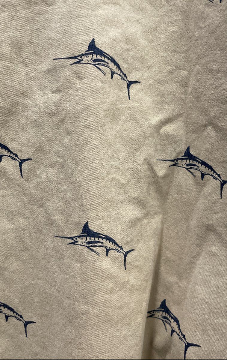 Hudson & Barrow Men's Tan Sailfish Marlin Print Cotton Blend Chino Shorts Sz 38
