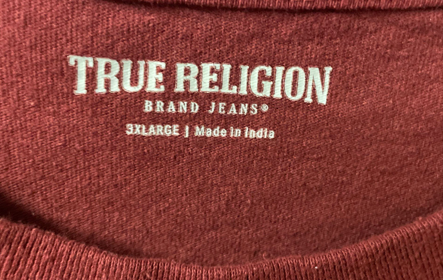 True Religion Men's Maroon Multi Graphic Patch World Tour T Shirt Sz 3XL