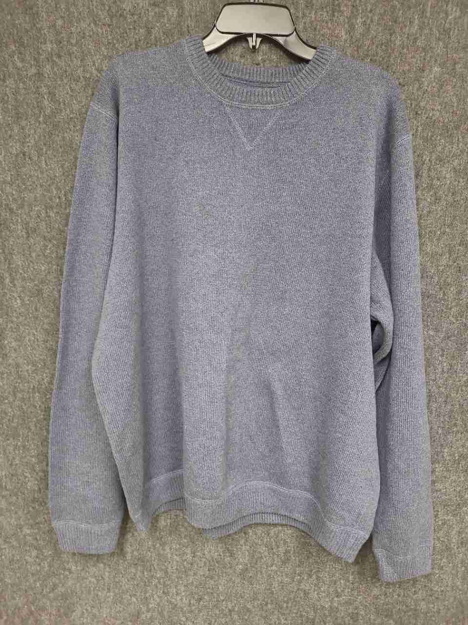 Eddie Bauer Men's Blue Crewneck Cotton Knit V-Stitch Sweater Tall Sz XL