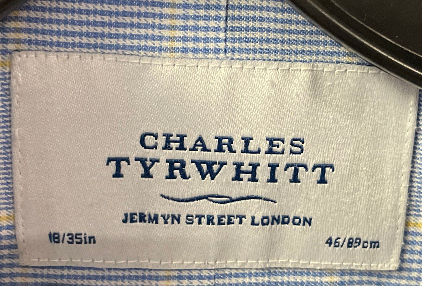 Charles Tyrwhitt Men's Blue Plaid Non-Iron Classic Fit Button Up Shirt Sz 18/35