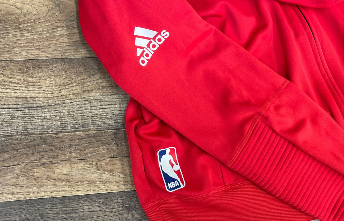 Adidas Men's Washington Wizards NBA Full Zip Hoodie Red Ribbed Jacket Sz 2XL