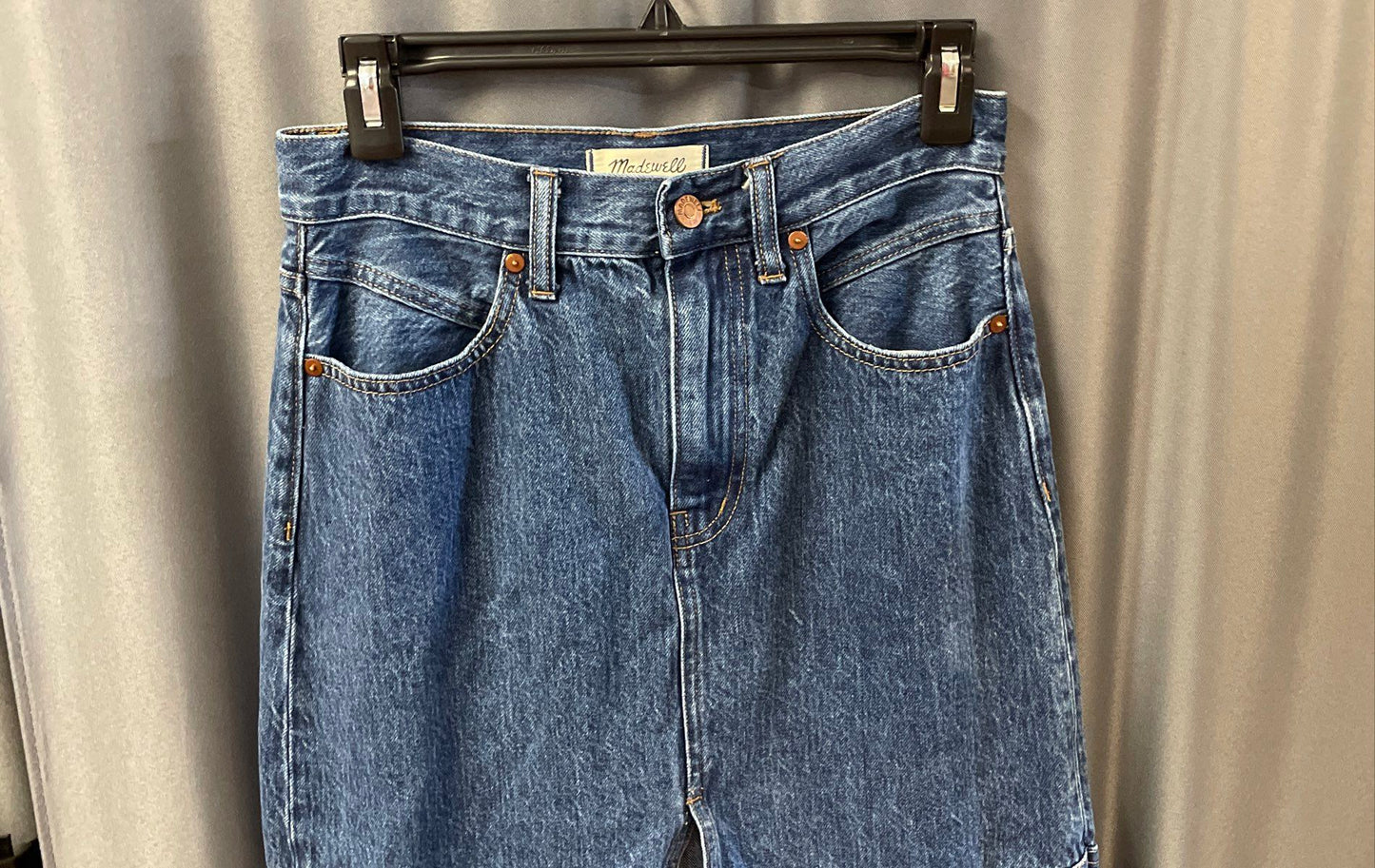 Madewell Women's Blue Denim Maxi Skirt Front Slit Paneled Size 25