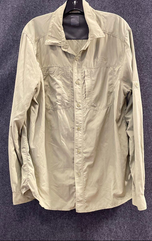 The North Face Men's Sage Green Nylon Button Down Hiking Shirt Jacket